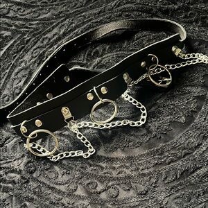 Black Leather Chain Belt